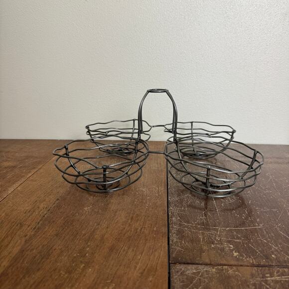 Kalalou Wire Wine Bottle Topper Quad Basket Snack Holder‎ Event Decor - Picture 5 of 6
